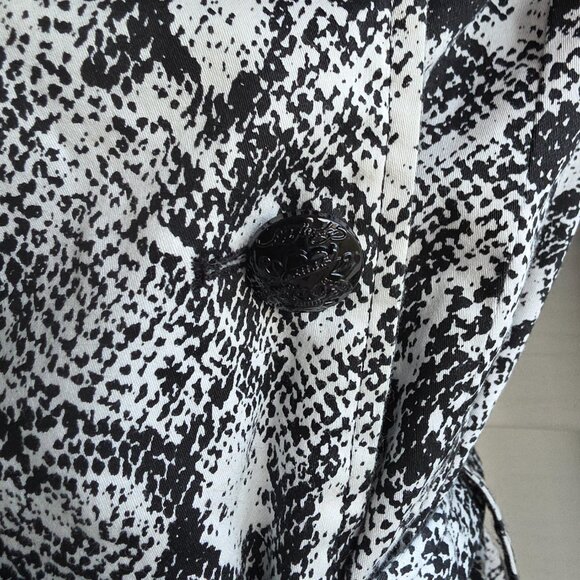 ED HARDY Black White Snake Print Belt Appliqued Rhinestones Trench Coat - Picture 5 of 13